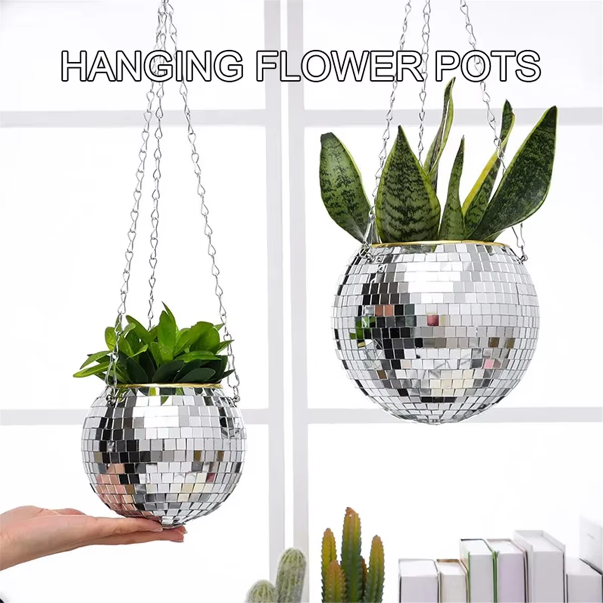 Chang Ball-Pot de Fleur Rond en Plastique avec Miroir