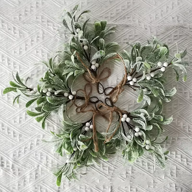 Fleurs Artificielles Givrées pour Décoration de Noël