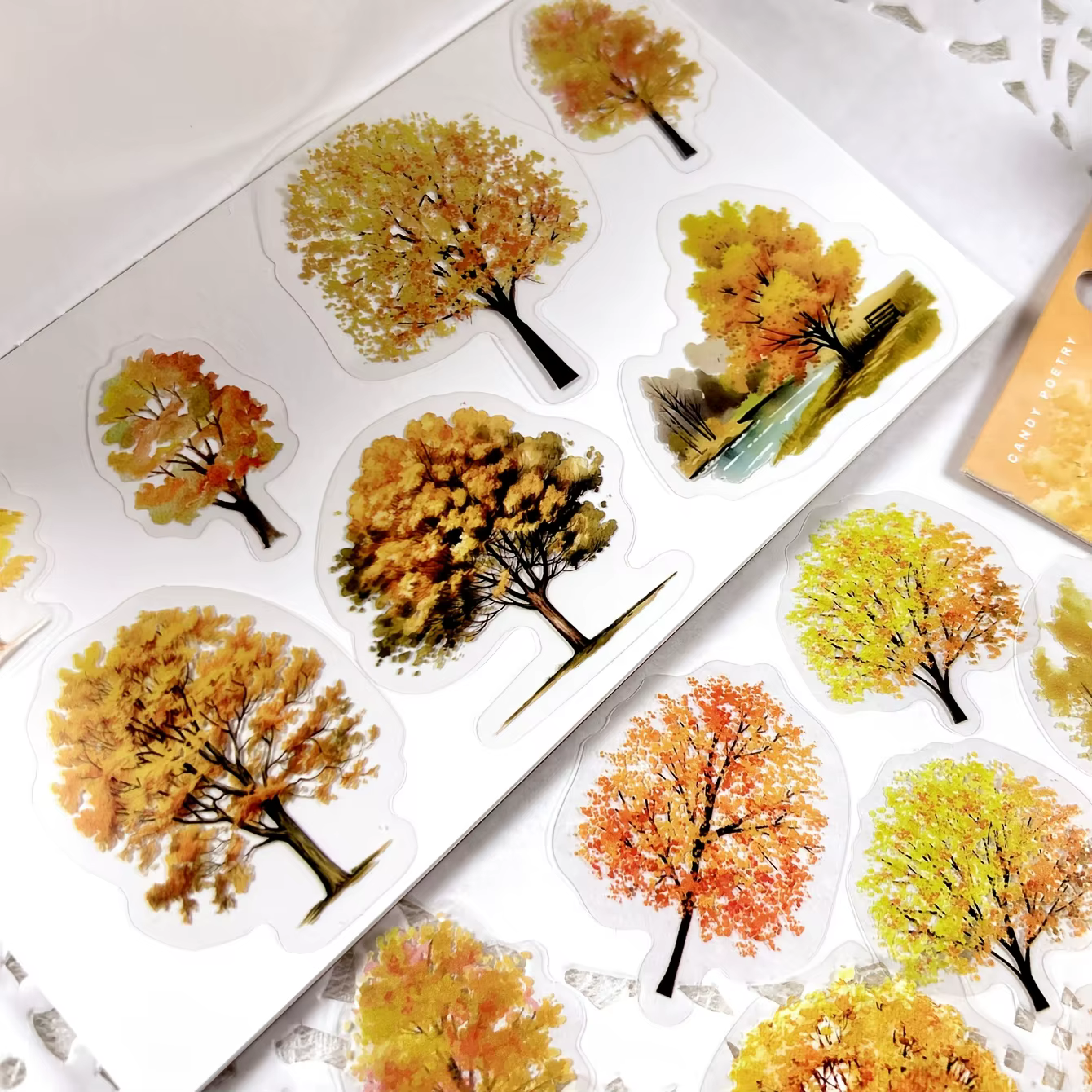 JIANQI 40 pièces/paquet de nombreux matériaux d'arbre autocollants quatre saisons décor bricolage compte à main journal