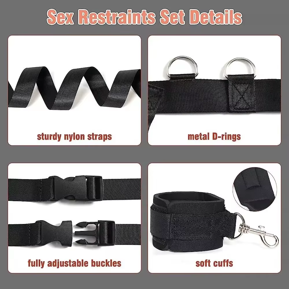 Sangles de lit à quatre coins BDSM, accessoires de bondage de lit, jouets sexuels, menottes, contraintes, poignets, fétiche, couples adultes, 7.0