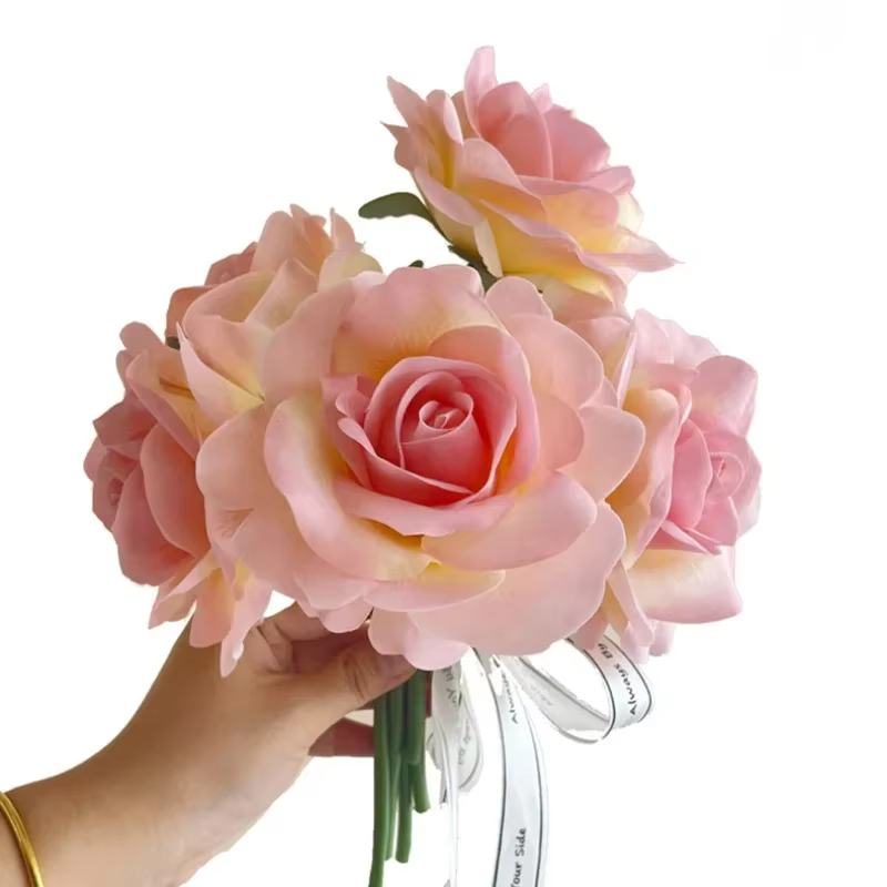 Bouquet de Roses Artificielles au Toucher Réel
