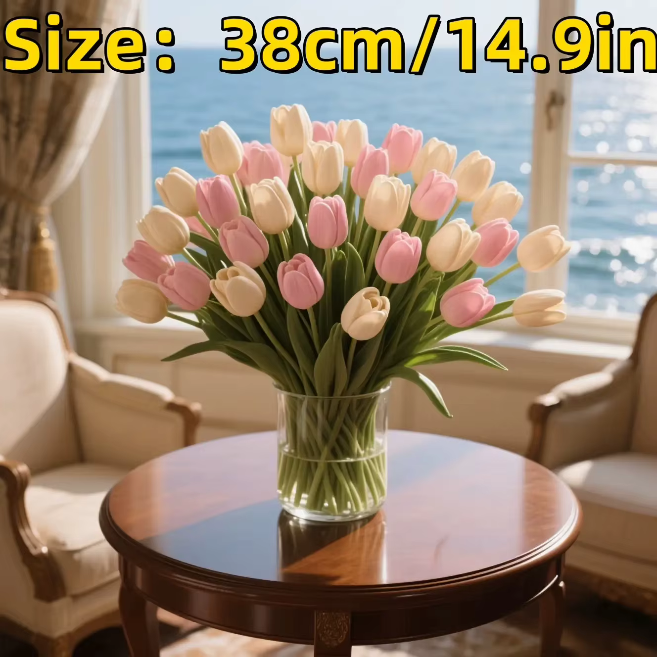 8 tulipes artificielles - 4 blancs + 4 roses
