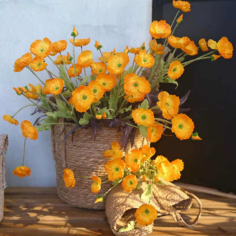 Fleurs de coquelicots artificielles à 4 têtes