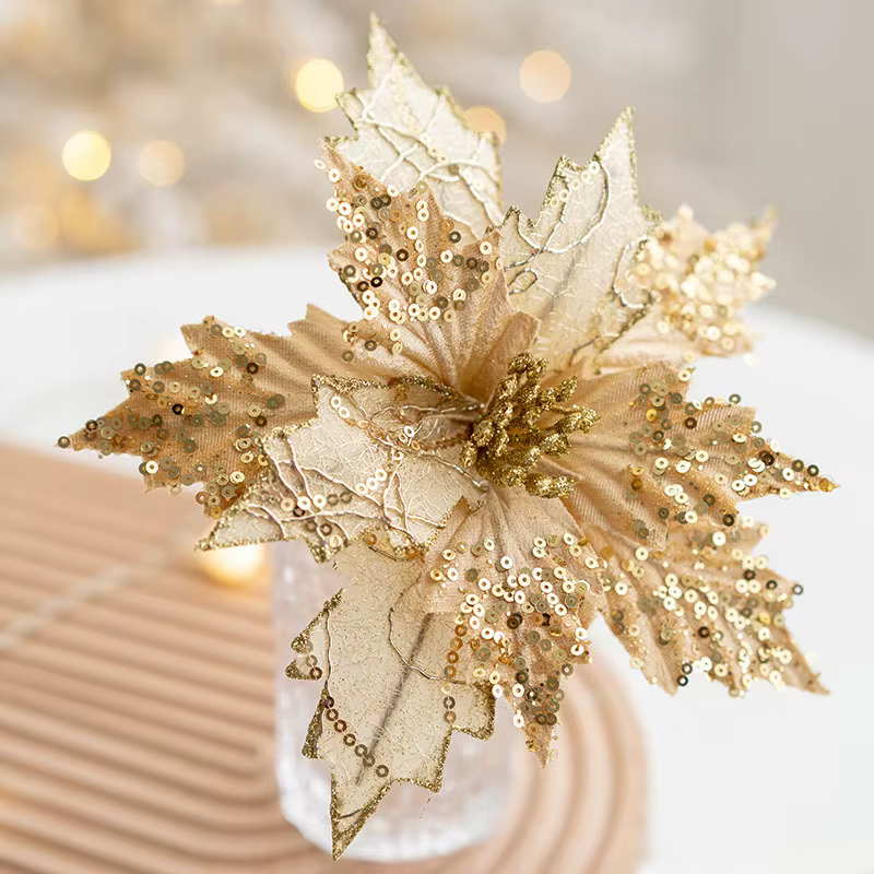 Fleur de Noël de simulation d'or