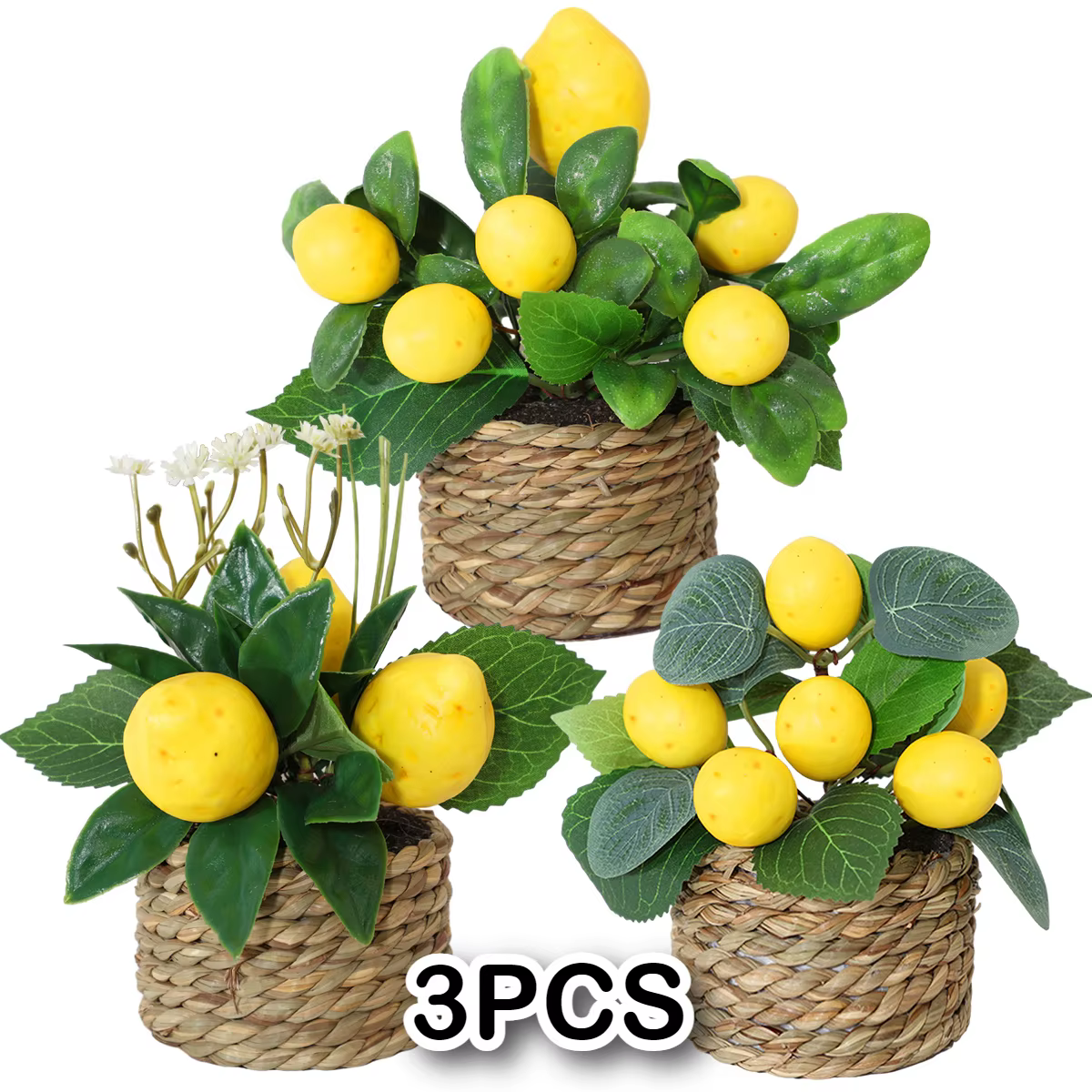 Ensemble de plantes artificielles au citron jaune vibrant