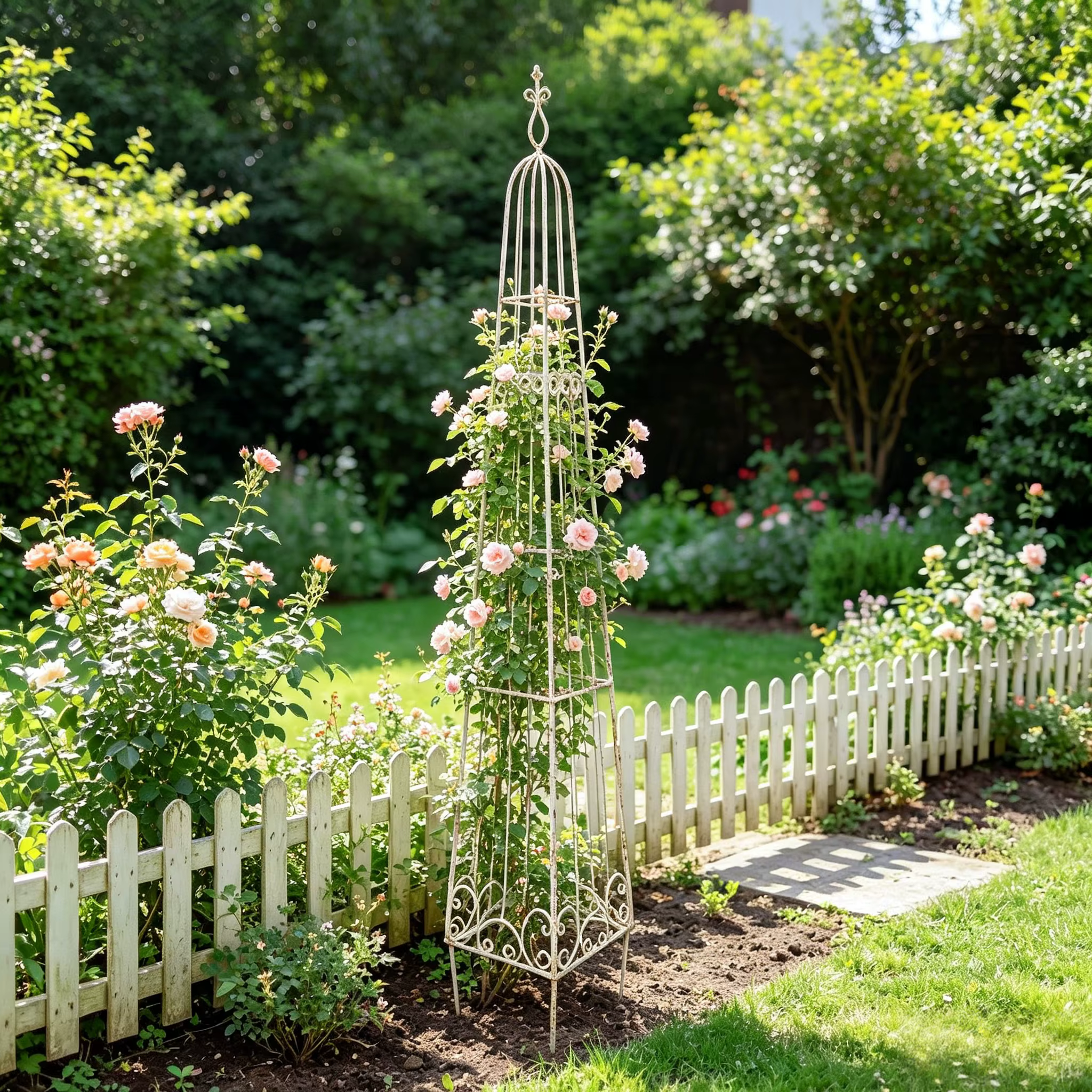 Support pour plantes grimpantes en fer forgé de style vintage de 241 cm de haut pour balcon extérieur