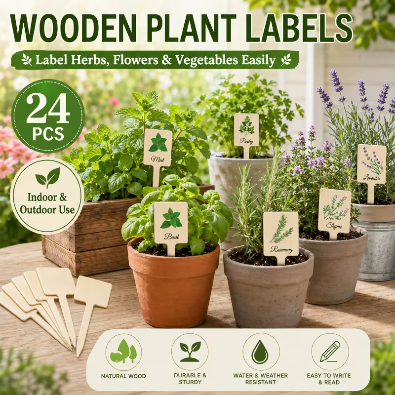 Étiquettes de plantes en bois
