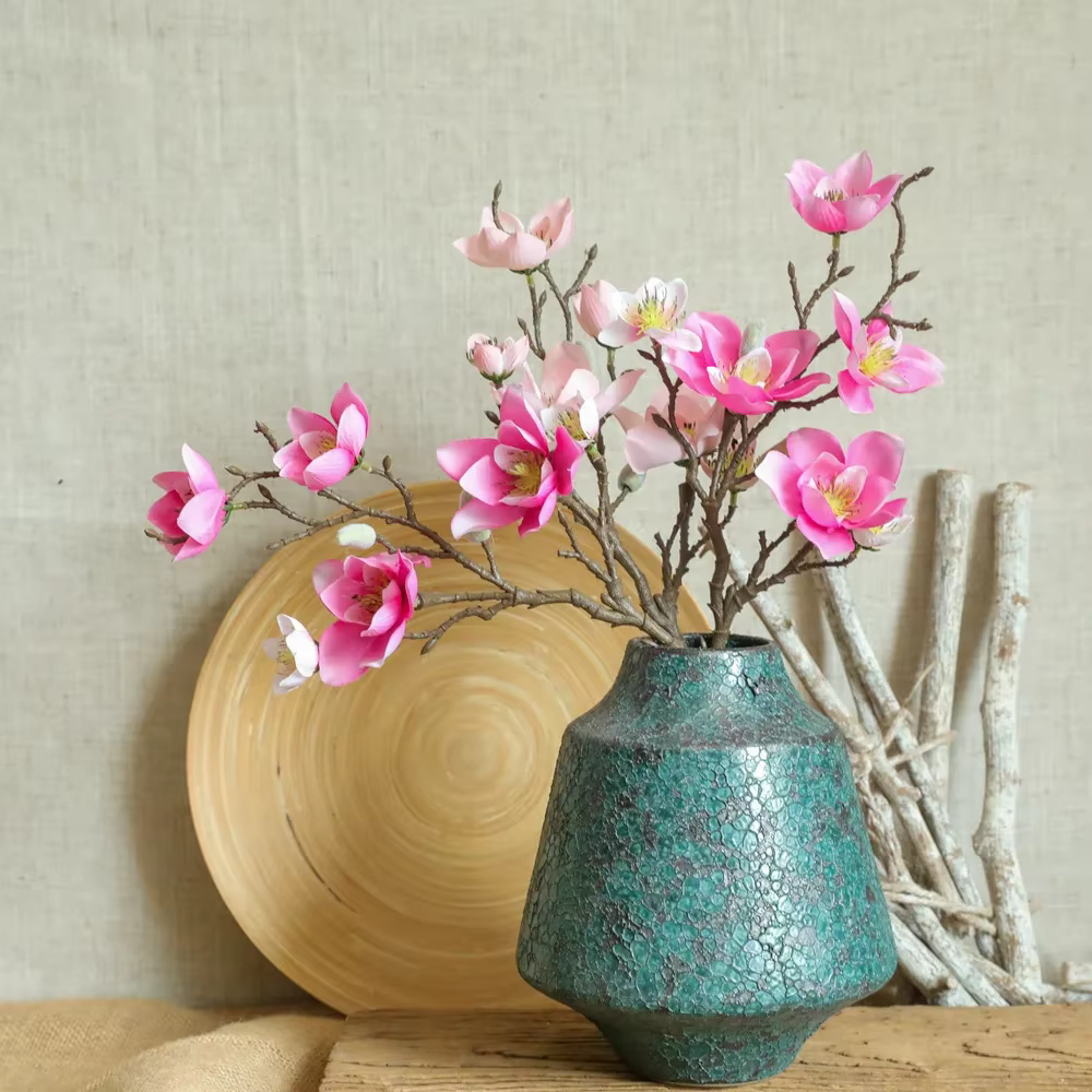 5 têtes fleur artificielle Francica multi-têtes Magnolia INS fausse