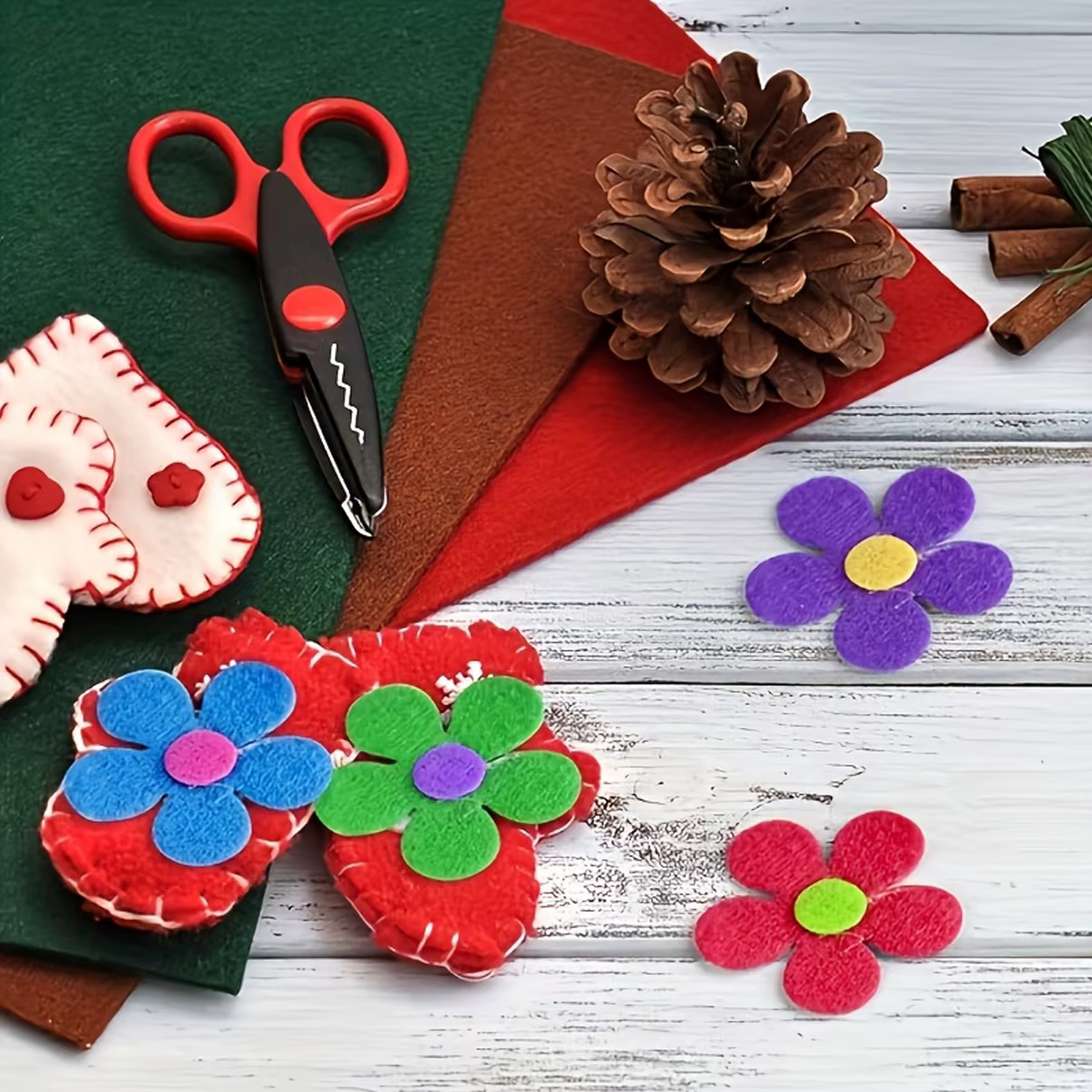 100 pièces de fleurs en feutre multicolores | Idéal pour l'artisanat en tissu