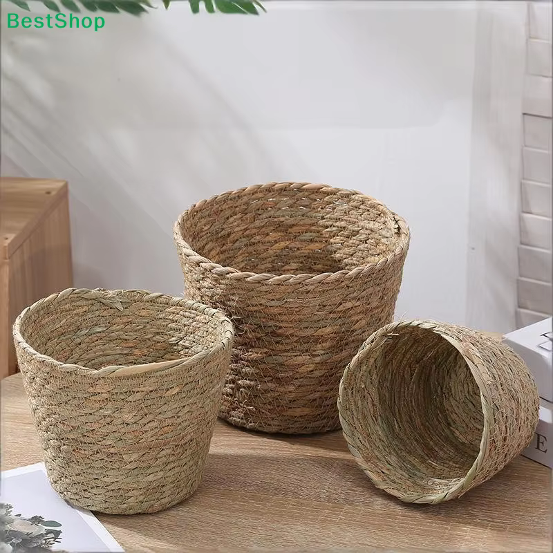 ♩ Pots à plantes en jonc de mer tressé à la main