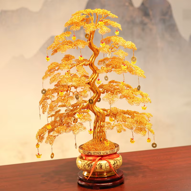 Arbre à argent tressé artisanal Feng Shui