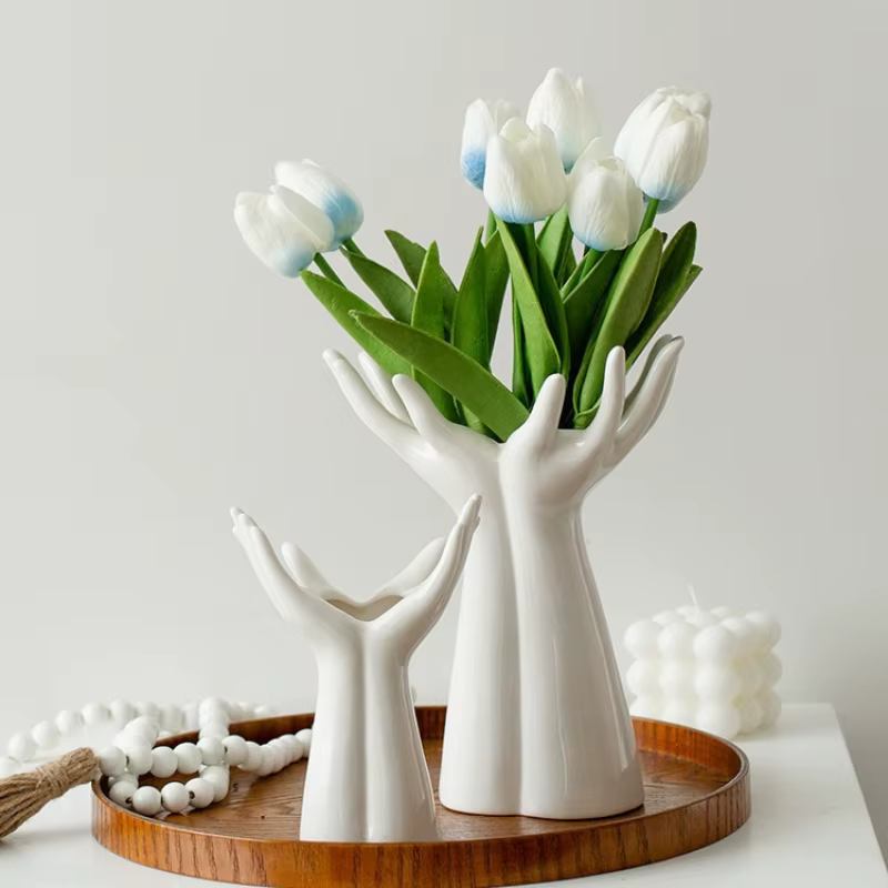 Vase en céramique bras de main Bouquet de paume accessoires d'arrangement de fleurs