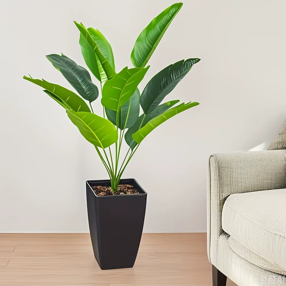 Pot de fleurs moderne en plastique noir