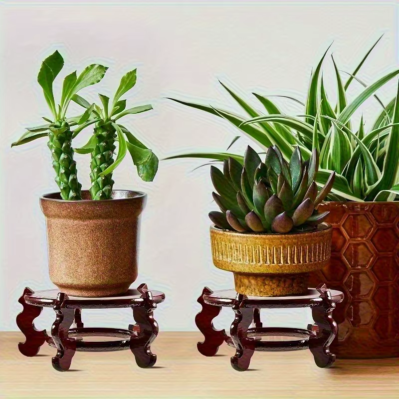 Support pour plantes en bois élégant avec Base ornée
