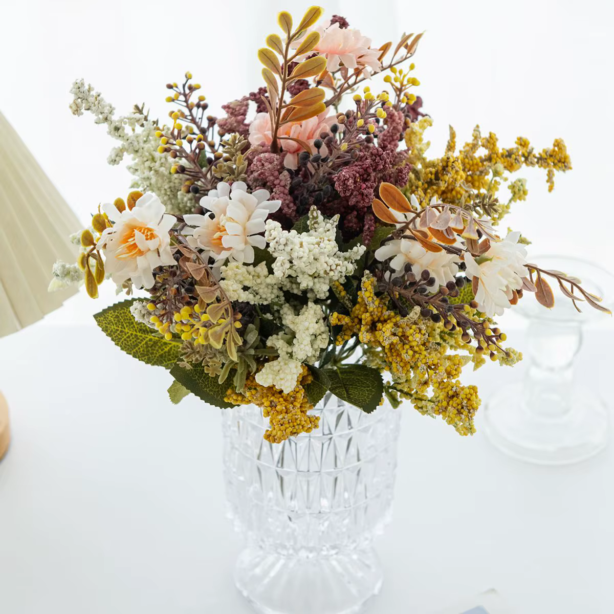 Plante de fleur artificielle chrysanthème bulle herbe bricolage festival de saint valentin maison extérieure jardin décoration murale mariage bouquet de mariée