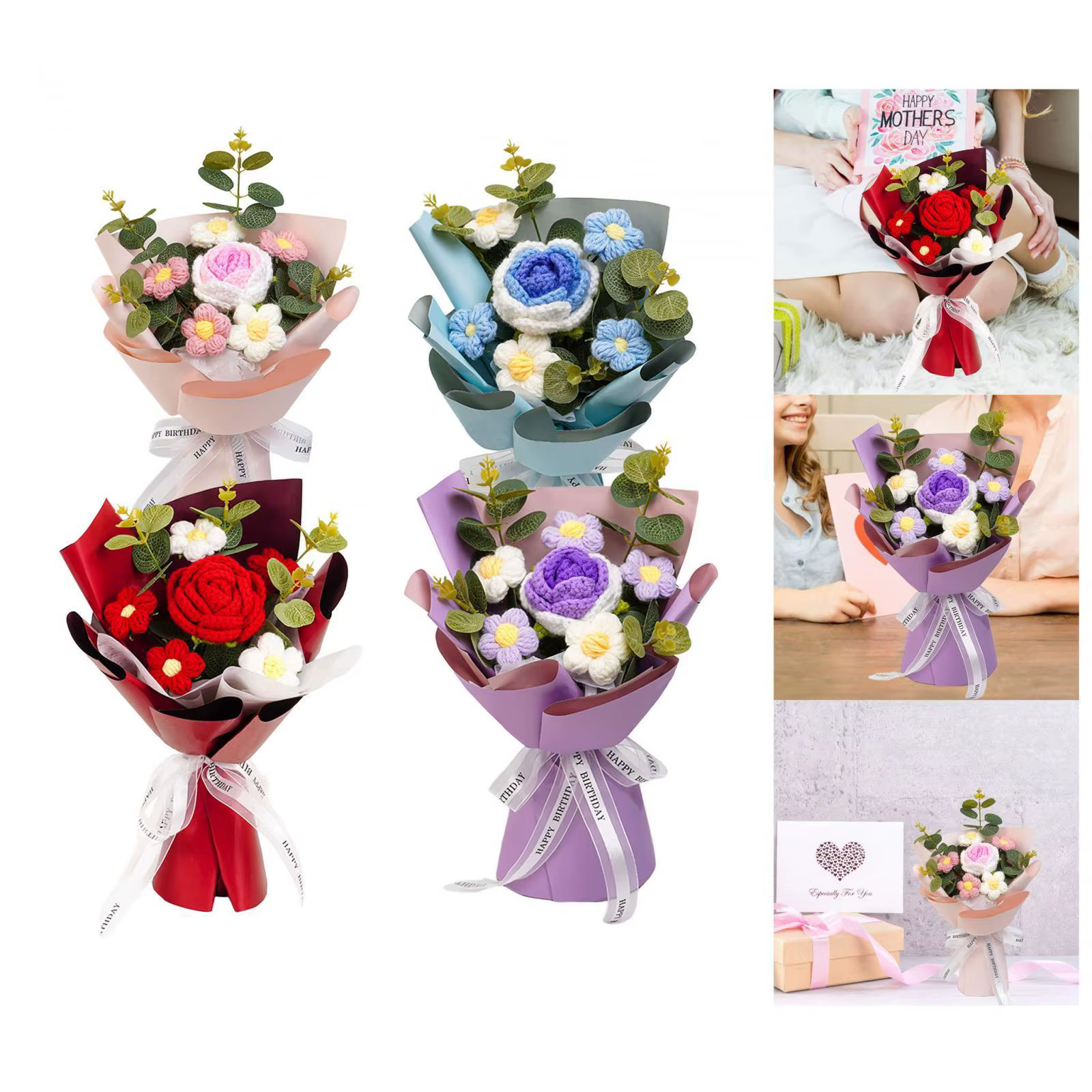 Bouquet de Fleurs Artificielles au Crochet