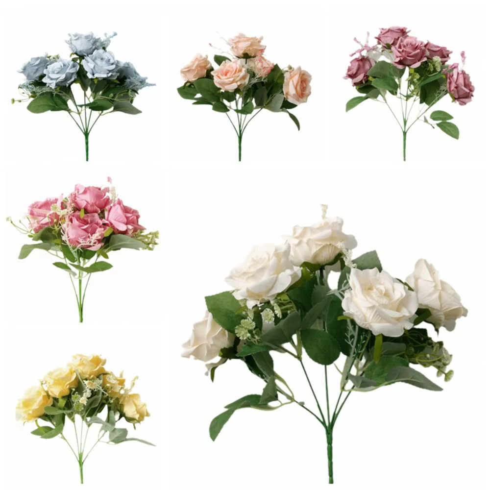 Fleurs artificielles réalistes à 5 têtes