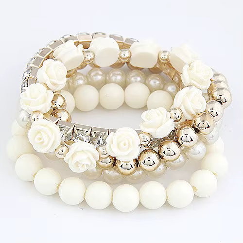 Bracelets porte-bonheur pour femmes bijoux Rose fleur multicouche enveloppe fleur Bracelets et Bracelets Vintage Pulseras Mujer Pulseiras Femme