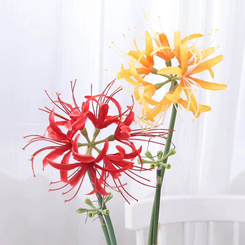 Kahaul 64 cm fleurs artificielles Higanbana branche belle fausse fleur couronne de noël maison Festival fête mariage jardin décor