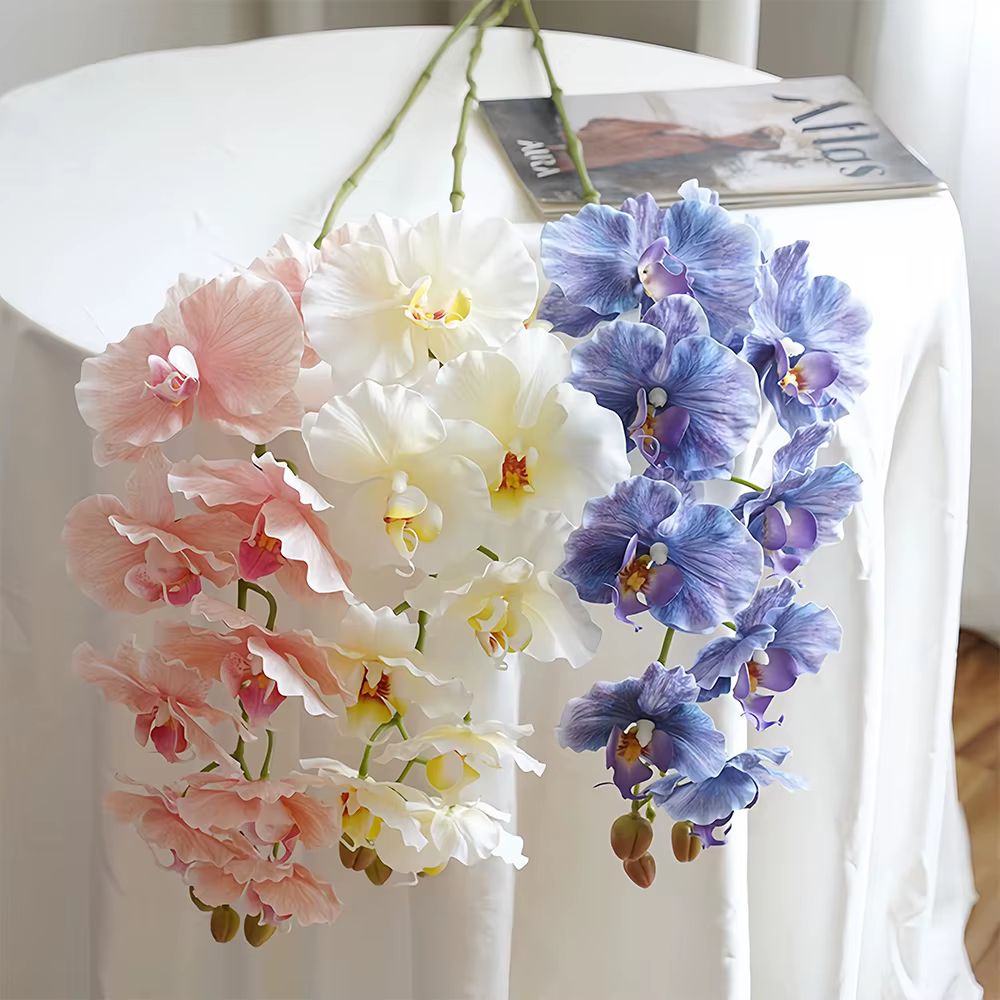 Bouquet de 9 orchidées papillon en latex