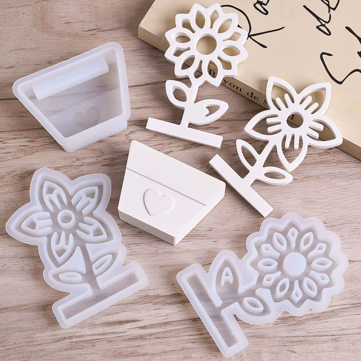 Pot de fleurs ornement Silicone moule bricolage conception creuse tournesol tulipe Acacia