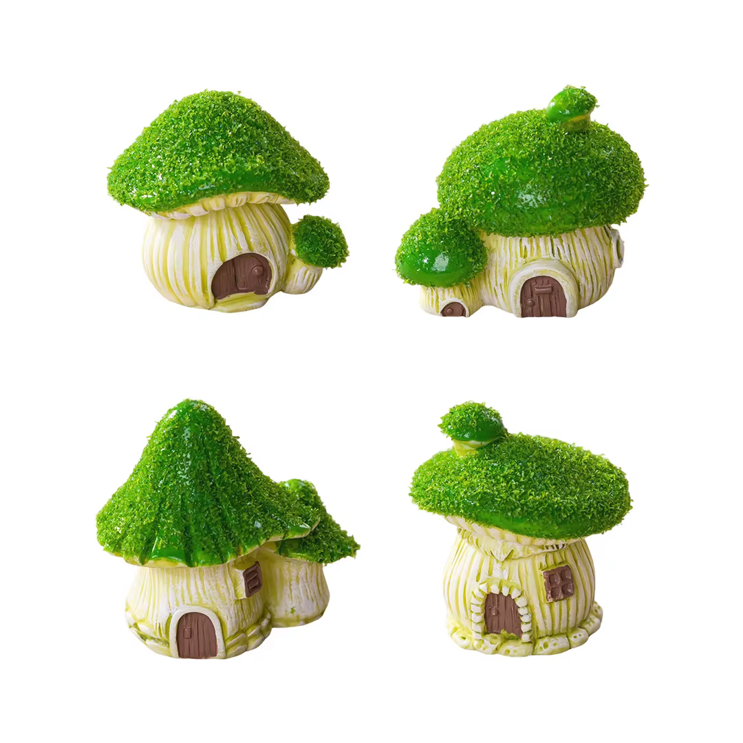 Figurines en résine de micro-paysage, 4 pièces, mousse et champignons, pour bricolage, décoration de jardin, petit objet décoratif de bureau, accessoire de bijouterie 3D