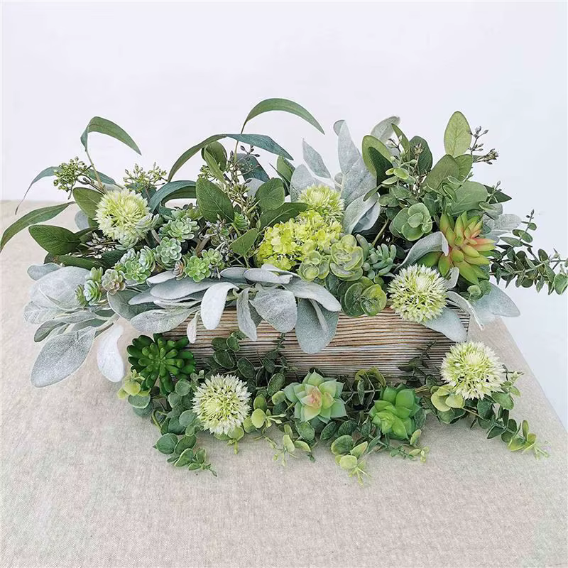 A36T-64Pcs Feuilles artificielles floquées en forme d'oreilles d'agneau