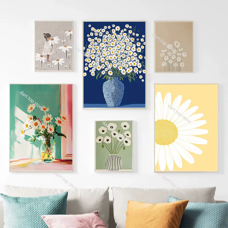 Affiche murale décorative bohème avec impression florale