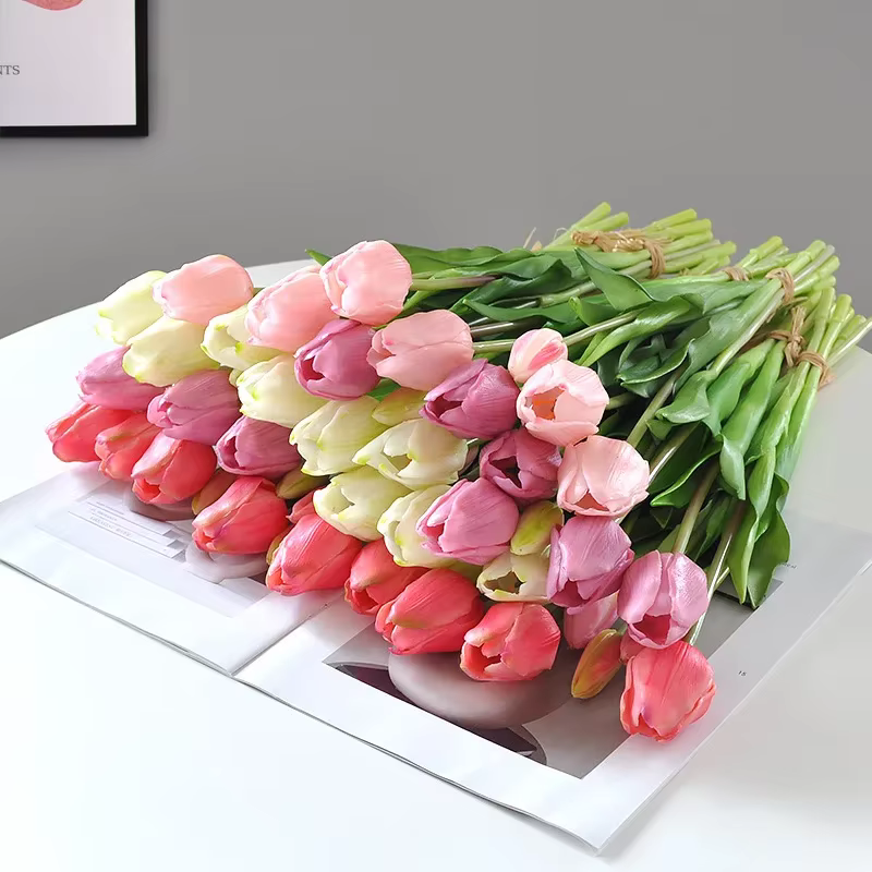 Bouquet de tulipes artificielles en silicone