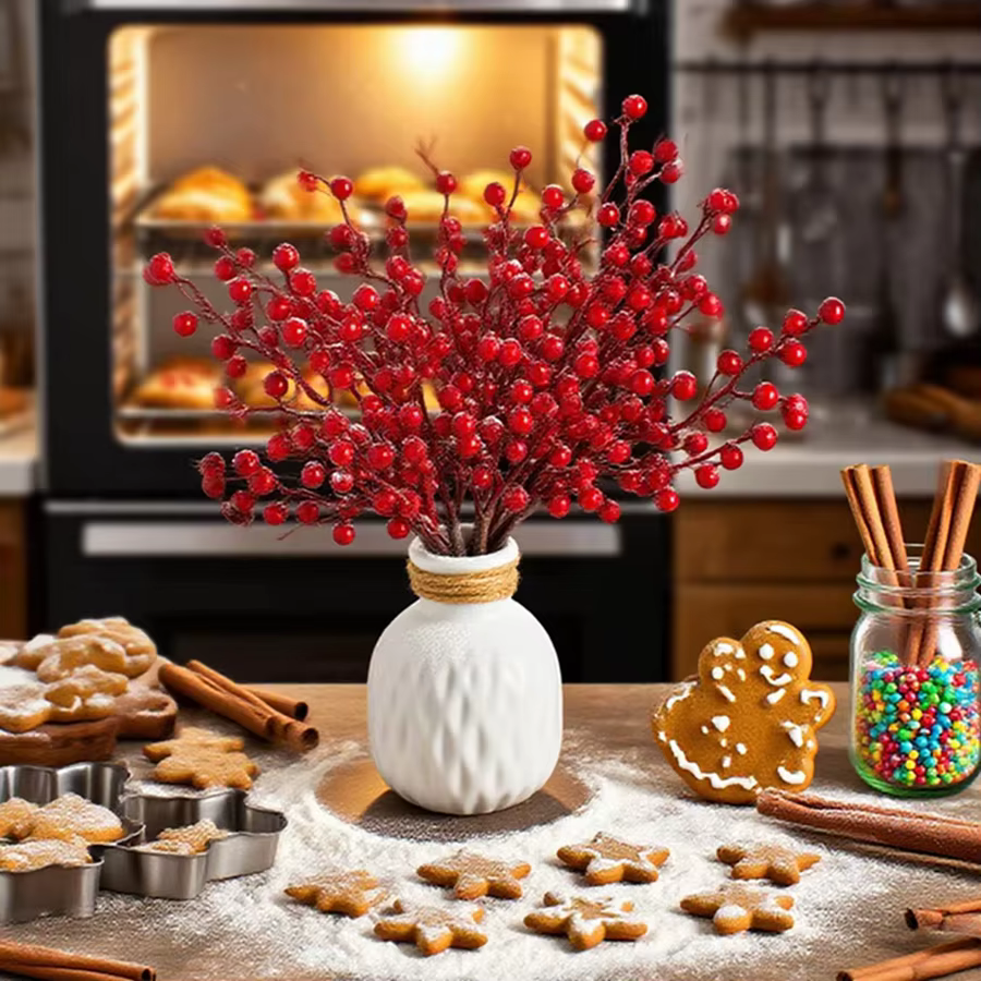 Plante artificielle Holly Petits Fruits Rouges De Noël Maison Table Arrangement Décor Cadeaux De Mariage Fleur Photographie Prop Accessoires
