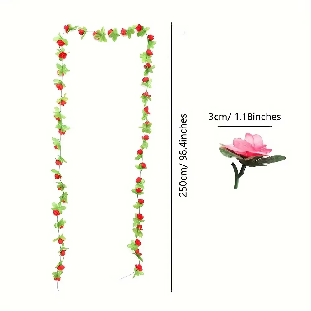 40 tête de fleur 2.3M artificielle multicolore Rose vigne guirlande mariage arc décoration fausse plante feuille