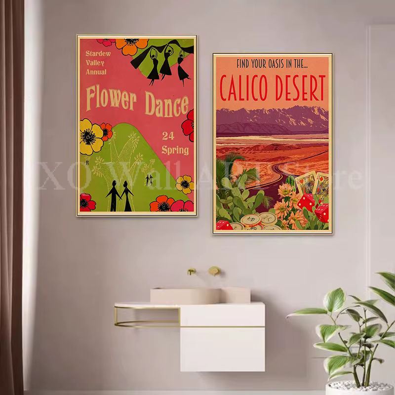 Affiches de marché nocturne de danse de fleurs de Stardew Valley