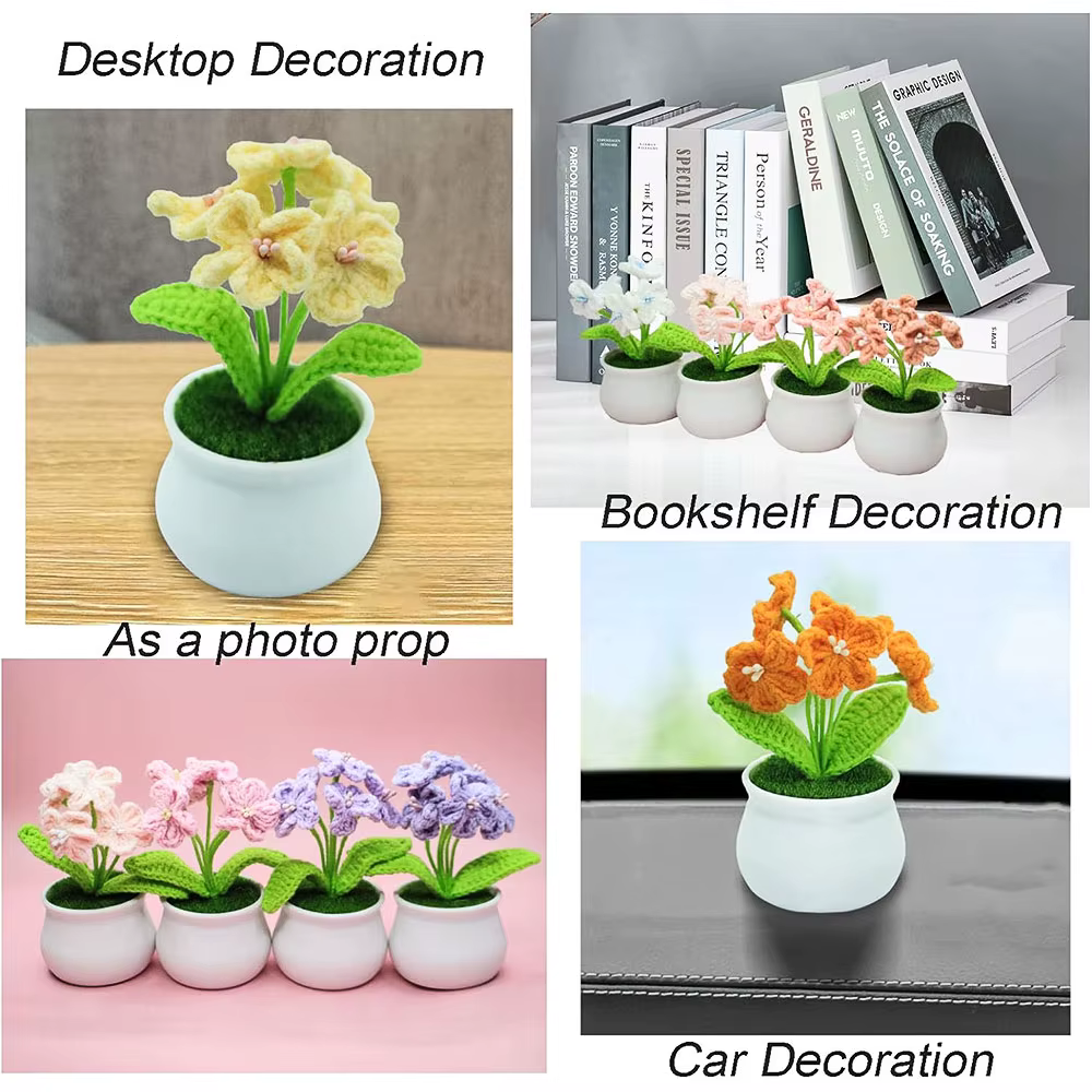 Mini-plantes en pot tissées à la main DIY : Rose