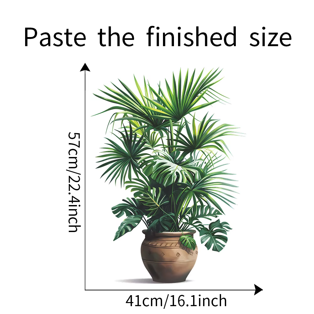 Autocollant mural plante verte en Pot