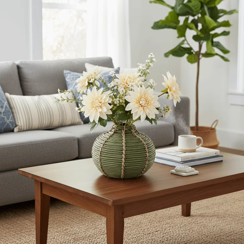 Vase tissé bohème rustique à motif rayé
