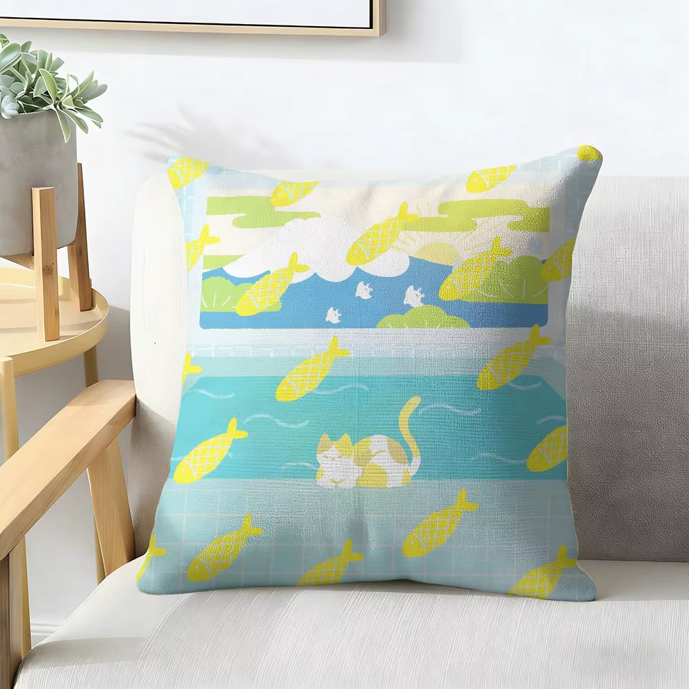 Housse de coussin à motif de fleurs sauvages et plantes rurales de printemps
