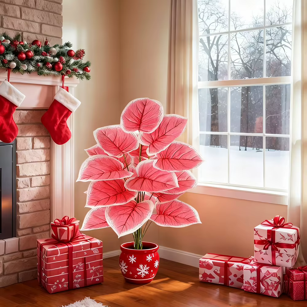 Plante artificielle de Caladium rose