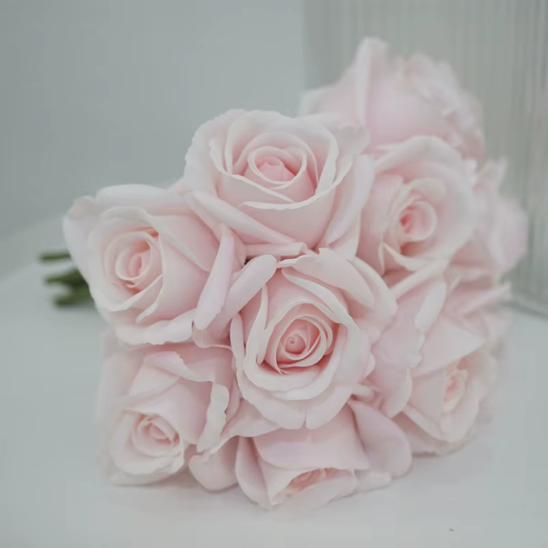 Bouquets de Poubelles Roses Artificielles au Toucher Réel