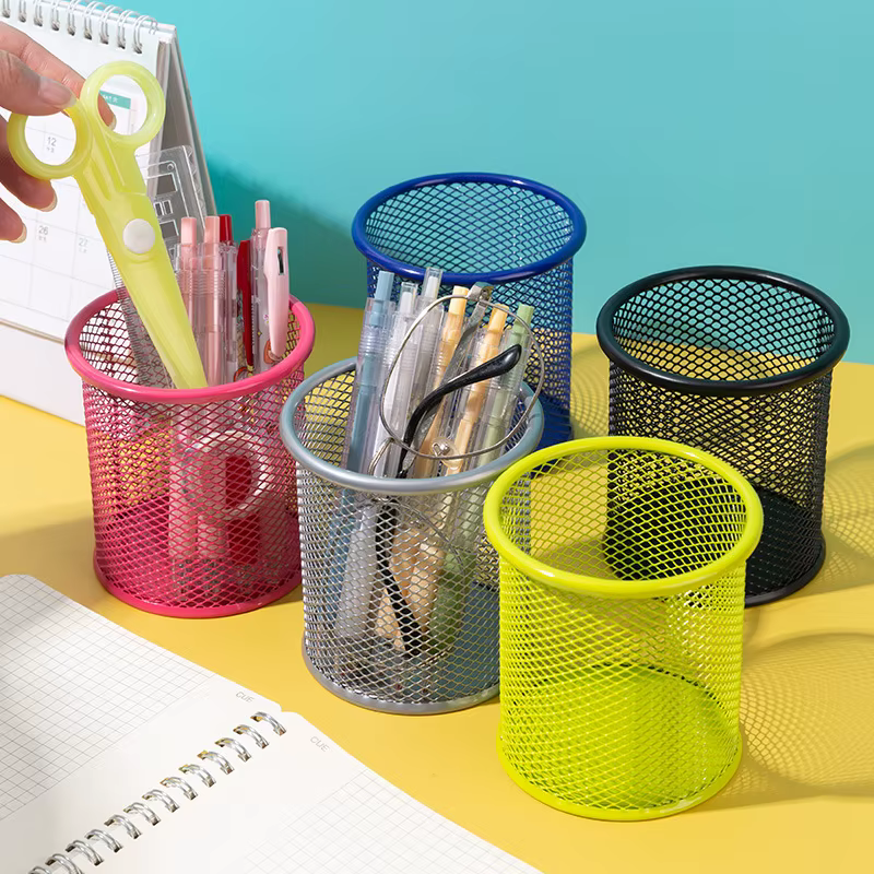 1 pièces nouveau porte-crayons bureau métal maille carré stylo Pot tasse étui conteneur organisateur Durable porte-crayon