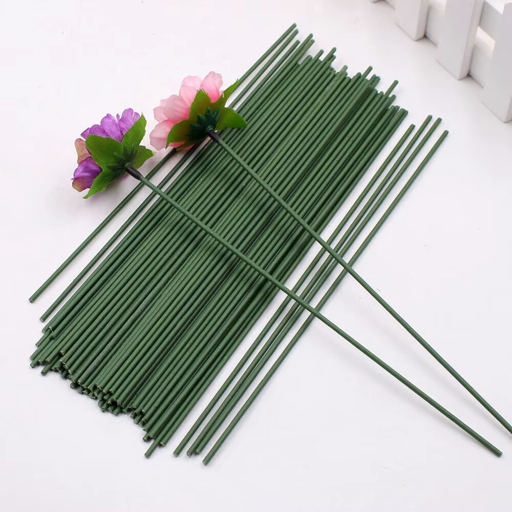 Tige de fleur verte foncée artificielle 40cm, 10/20/30 pièces, matériel Floral, accessoires de tige de fil faits à la main pour décoration de mariage et de maison