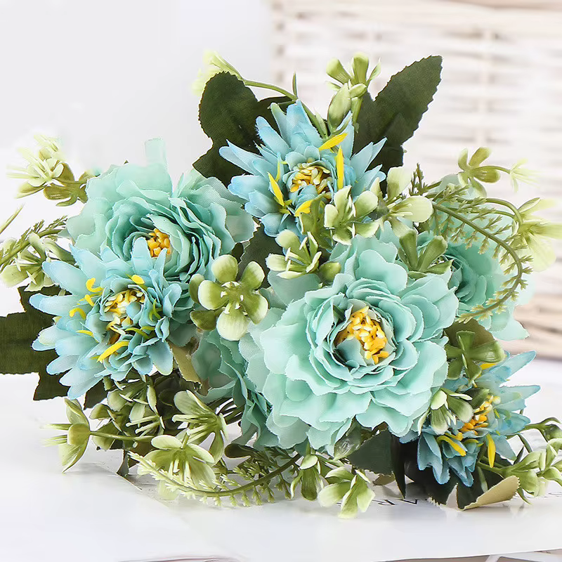 1 Bouquet camélia pivoine artificielle Rose fleurs soie fausses flores fleur de mariage bricolage maison jardin fête décoration