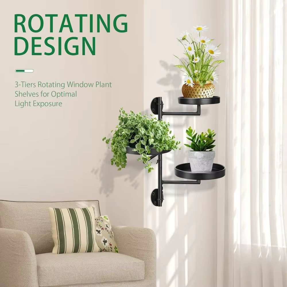 Support de plantes rotatif pour fenêtre en pot