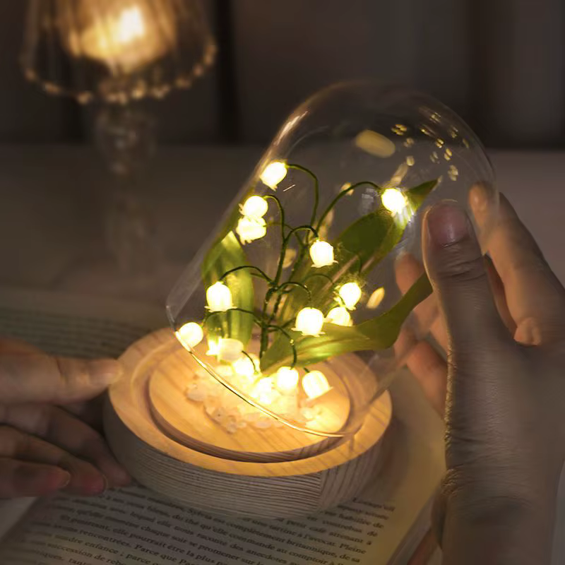 Fleurs artificielles bricolage créatif brillant à la main muguet veilleuse pour chambre décorative Festival cadeau d'anniversaire