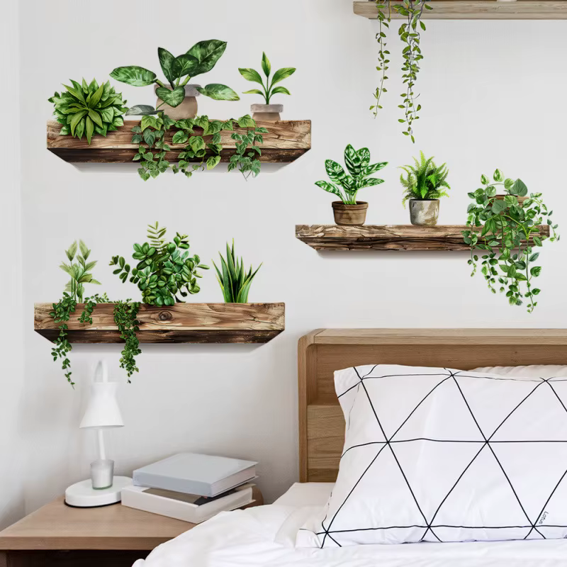 Nouvelle combinaison créative d'étagères pour plantes en pot avec autocollants amovibles pour embellir les chambres