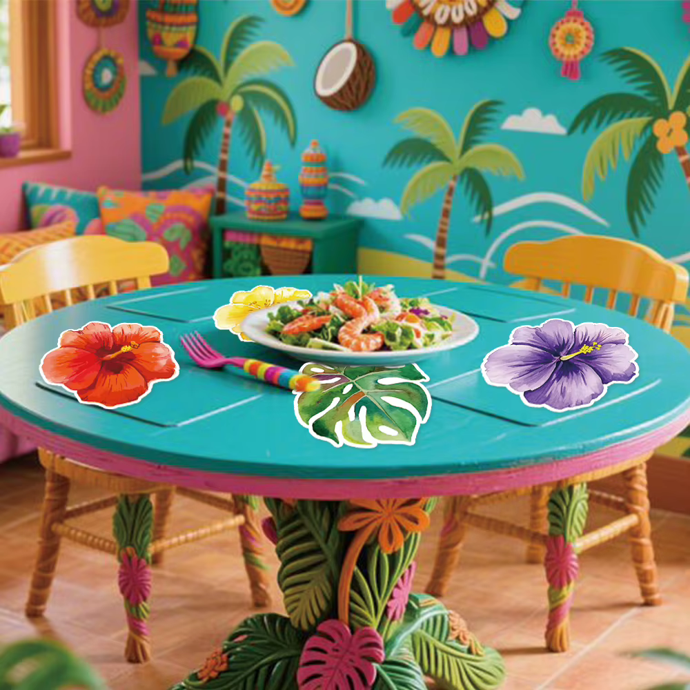 Napperons en papier jetables à fleurs d'hibiscus hawaïennes