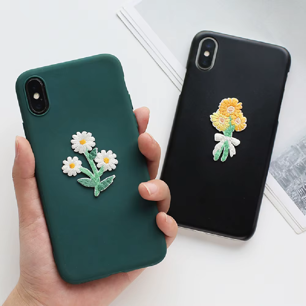 Autocollants de broderie de dessin animé de fleur mignonne