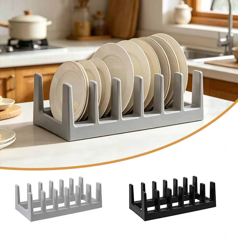 Support de rangement multifonctionnel en plastique pour couvercles de casseroles et assiettes, organiseur de cuisine pour assiettes, couvercles, tasses et vaisselle, support de rangement pour comptoir