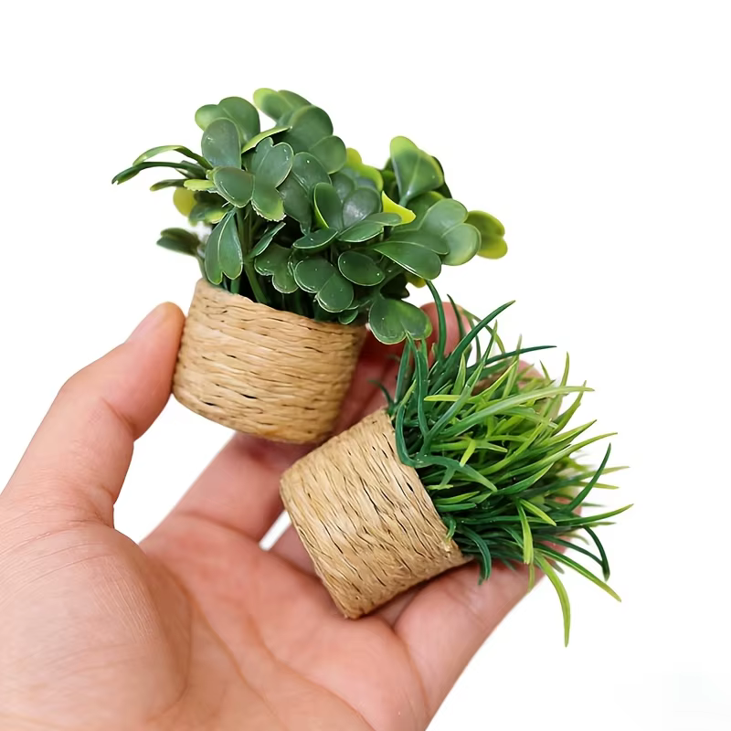 Plantes artificielles en pot, mini-plantes mignonnes en pot, paysage miniature adapté à l'intérieur, à l'extérieur, à la maison, à la cuisine, au bureau