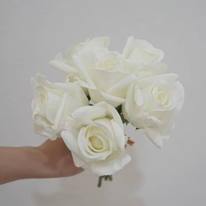 Bouquets de Poubelles Roses Artificielles au Toucher Réel