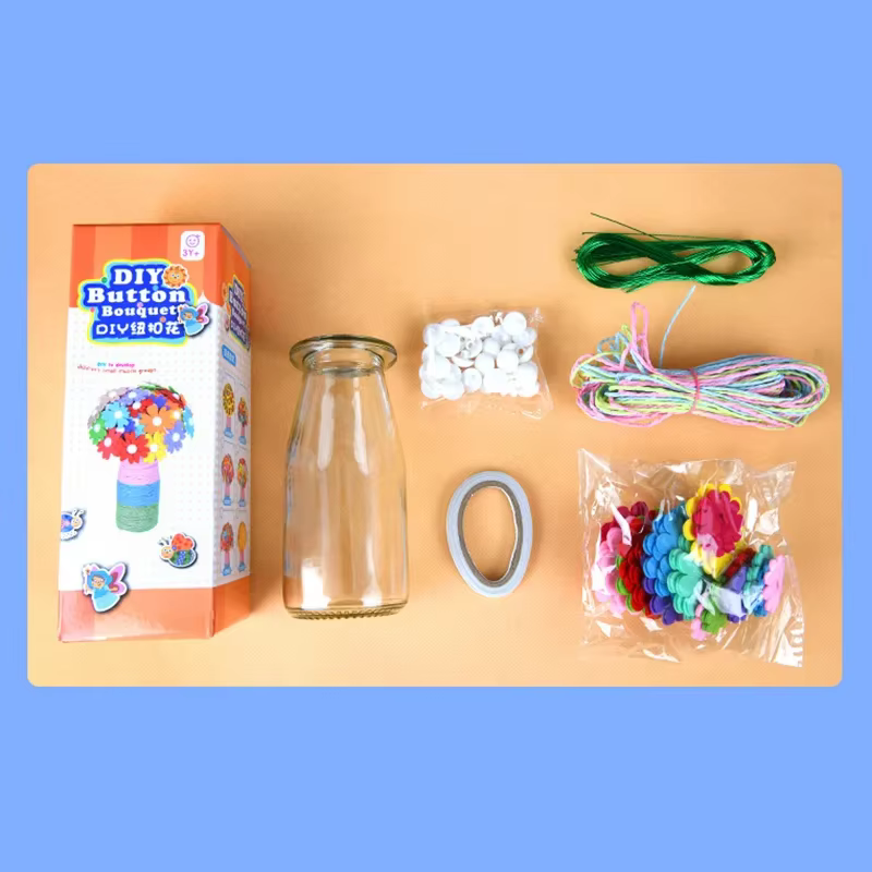 Kit d'artisanat de fleurs avec boutons et vase
